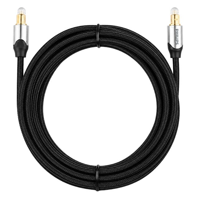 Philips SWR2123O/93 3 Metre Dijital Optik Toslink Ses Kablosu Metal Başlıklı Örgülü Zırhlı