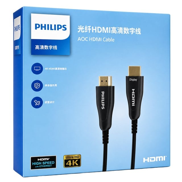 Philips SWR3019W/93 35 Metre 4K 60Hz AOC Fiber Optik HDMI Kablo Çinko Alaşım Gövde