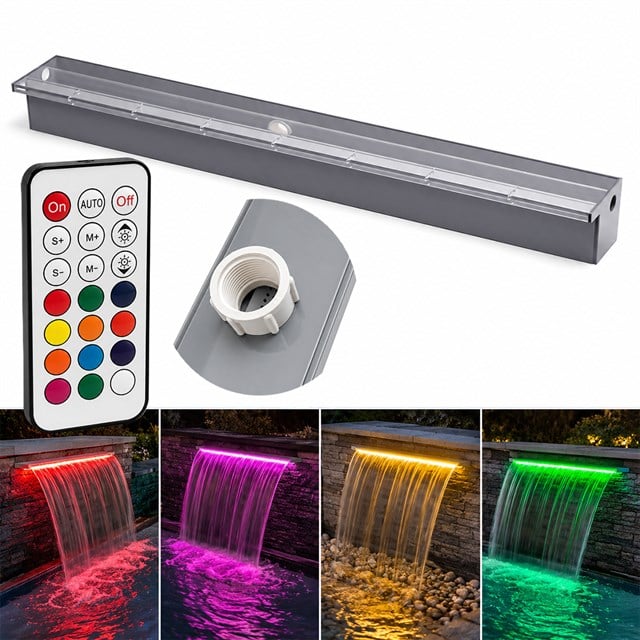 Powermaster PM-37795 Havuz ve Bahçe Şelale Başlığı 90cm RGB LED’li Uzaktan Kontrollü