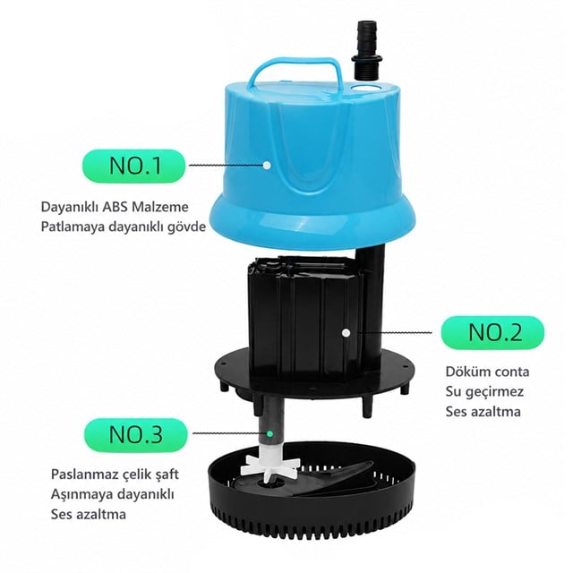 Powermaster PM-37798 2800L/H 45W Dalgıç Akvaryum Sessiz Su Pompası