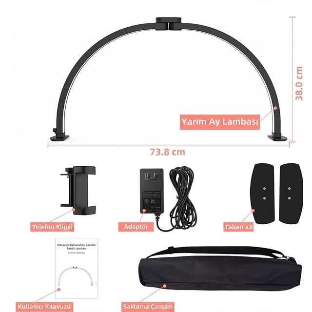 TrLed F-700A 70CM Zebra Desenli Katlanabilir Masaüstü Manikür ve Protez Tırnak Lambası