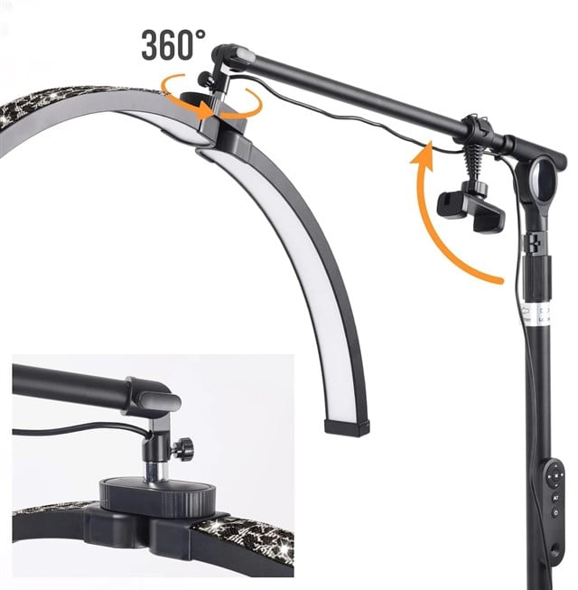TrLed F-700B 70CM Zebra Elmas Desenli Ayaklı Profesyonel Güzellik Salonu Lambası