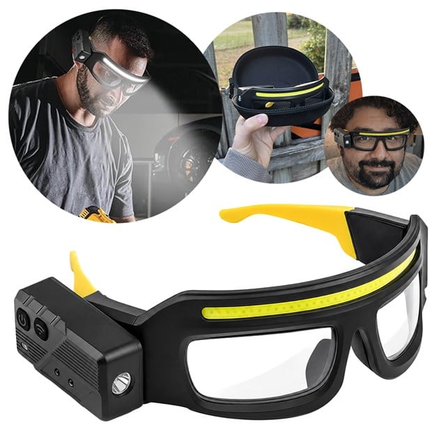 Powermaster PM-37843 İndüksiyonlu Koruyucu Gözlük ve Kafa Lambası Şarjlı Çift LED’li