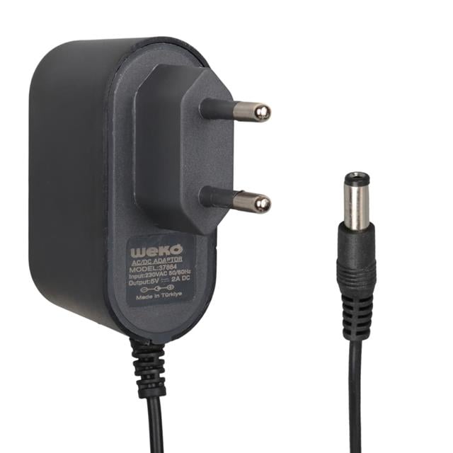 Weko WK- 37864 Plastik Kasa 5 Volt - 2 Amper 5.5*2.1 Mm Uçlu Yerli Üretim Priz Tipi Adaptör