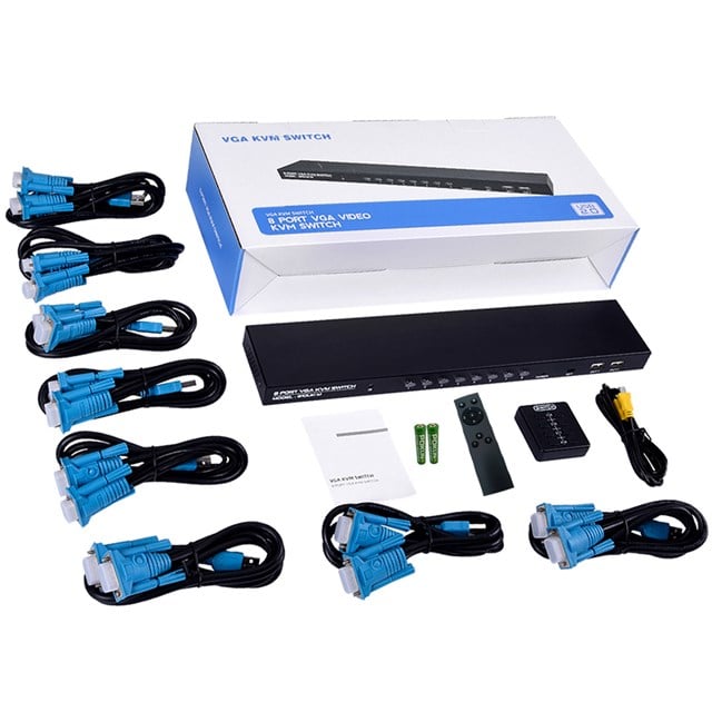 Powermaster 810UK-M Profesyonel 8 Port VGA KVM Switch – Çoklu PC Kontrol Ünitesi