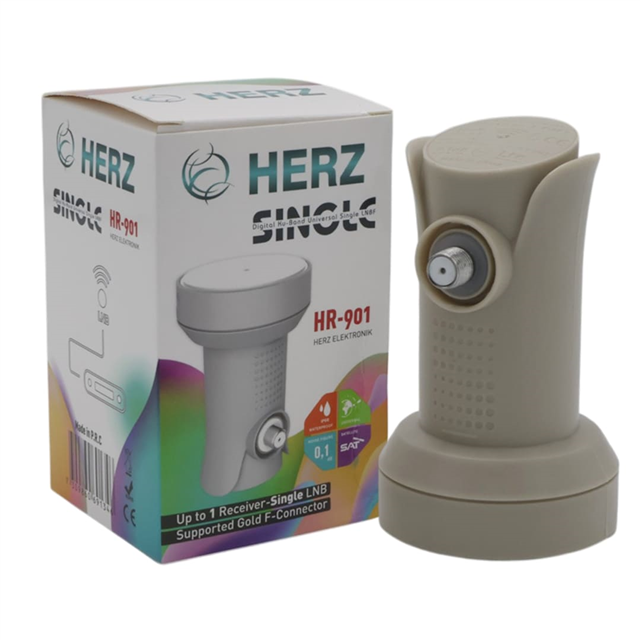 Herz HR-901 Digital Ku-Band Tekli LNB - Altın Uçlu 0.1dB Sharp Chip