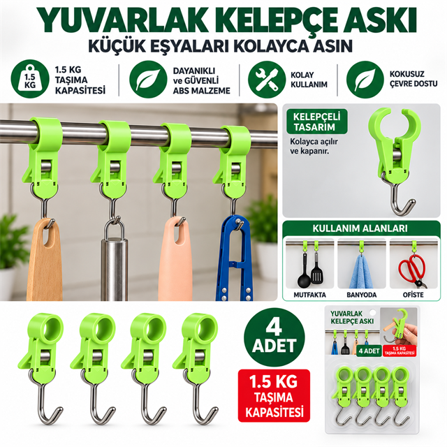 Sunup SN-38118 Yuvarlak Kelepçe Askı 82x18x18mm 4’lü Paket