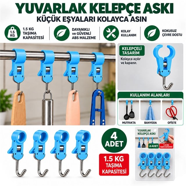 Sunup SN-38119 Yuvarlak Kelepçe Askı 80x12x18mm 4’lü Paket