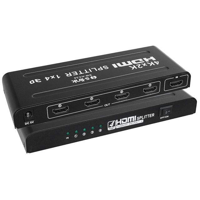 S-Link SW-KC34 4 Port 4Kx2K HDMI Görüntü Çoğaltıcı Splitter Full HD 3D Destekli