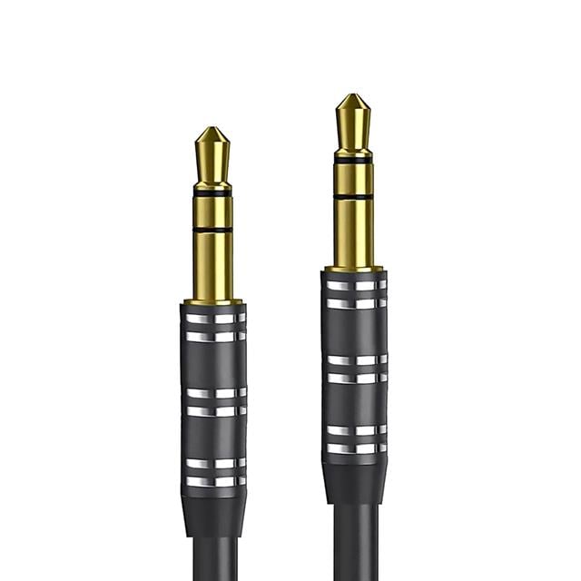 PowerMaster PM-3835 3.5 MM 1.5 Metre Metal Başlık Stereo AUX Kablo Kalın Silikonlu (Erkek/Erkek)