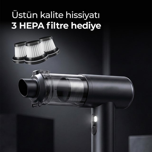 Snapron SNV-3001 100W 17000PA Şarjlı Mini Araç ve Ev Süpürgesi + EVA Taşıma Çantalı Çok Fonksiyonlu Set