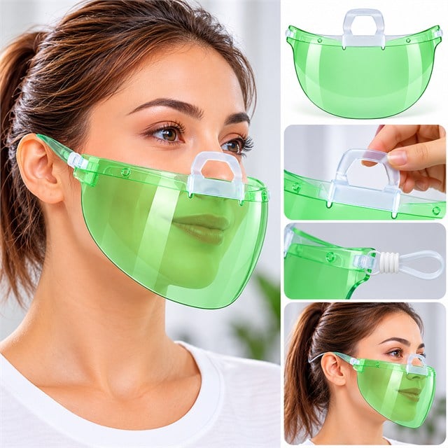 Sunup SN-38916 Yemek Servisleri İçin Plastik Şeffaf Maske (10 Adet)