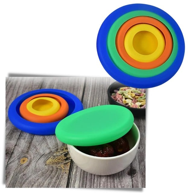 Sunup SN-38932 4’lü Silikon Kapak Seti Farklı Boyutlarda Renkli Esnek Kapak