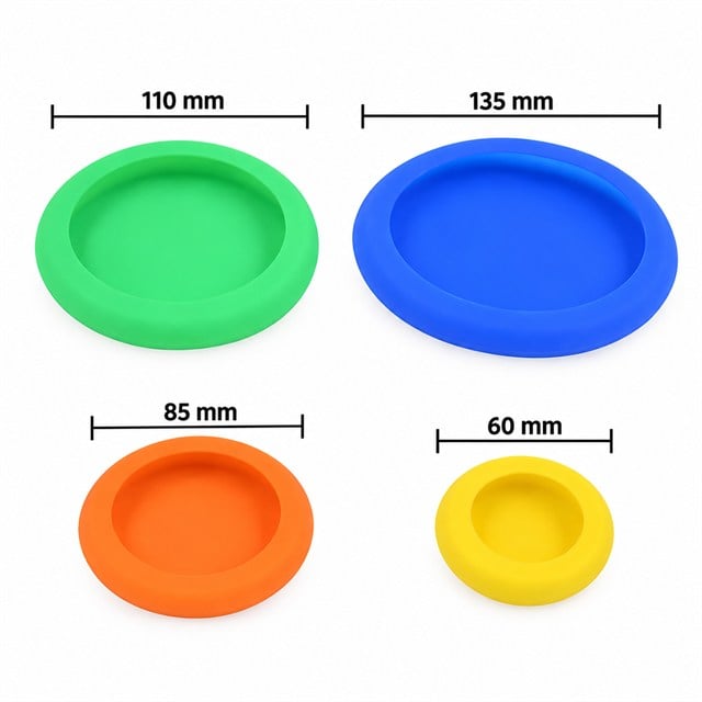 Sunup SN-38932 4’lü Silikon Kapak Seti Farklı Boyutlarda Renkli Esnek Kapak