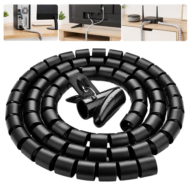 S-Link SL-195 28mm 20 Metre Siyah Spiral Kablo Düzenleyici Toplayıcı Pratik Uygulama Aparatlı