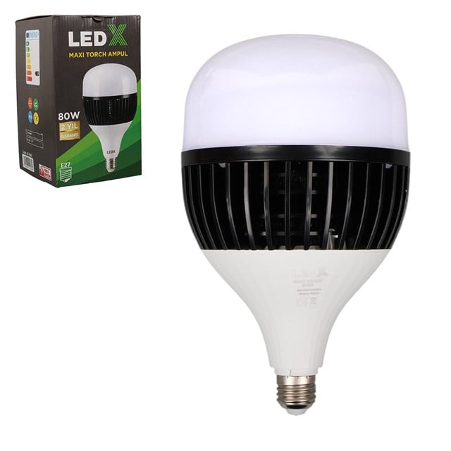 LedX AL-TH80 Akım Korumalı 80 Watt 7200 Lümen E27 Beyaz Maxi Kristal Torch Led Ampul