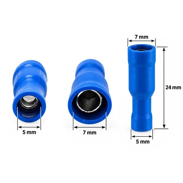 PowerMaster PM-39054 1,5-2,5MM2 Kesit 24x7x5mm Soket Mavi İzoleli Kablo Pabucu (100’lü Paket)