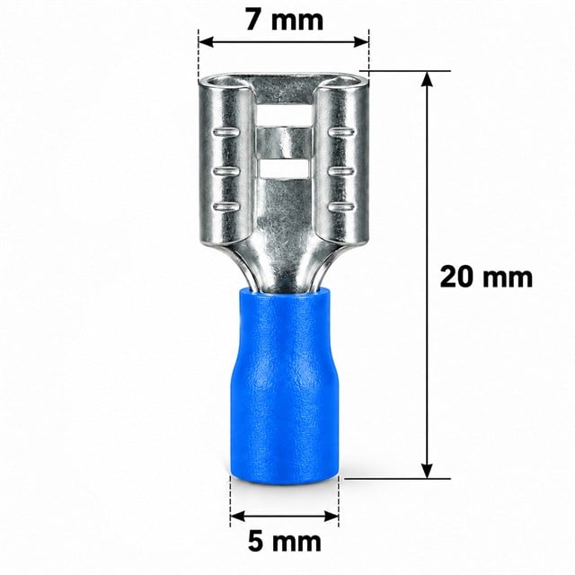 PowerMaster PM-39057 1,5-2,5mm2 Kesit 20x7x5mm Soket Mavi İzoleli Kablo Pabucu (100’lü Paket)