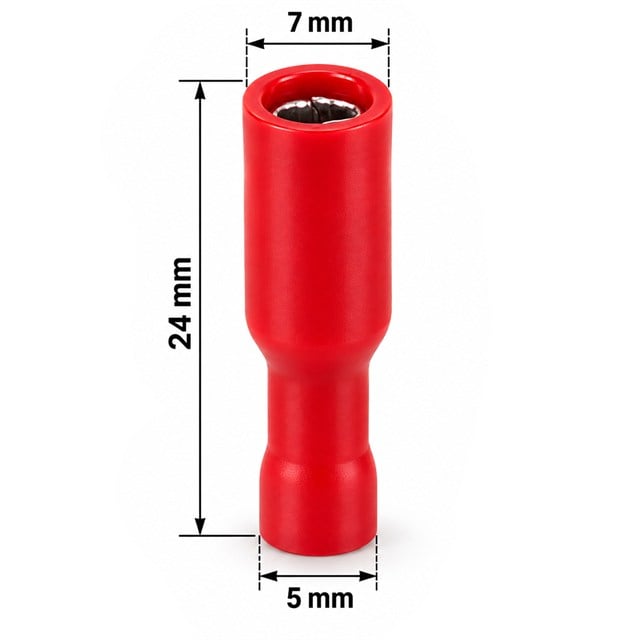 PowerMaster PM-39064 0,5-1,5mm2 Kesit 24x7x5mm Soket Kırmızı İzoleli Kablo Pabucu (100’lü Paket)