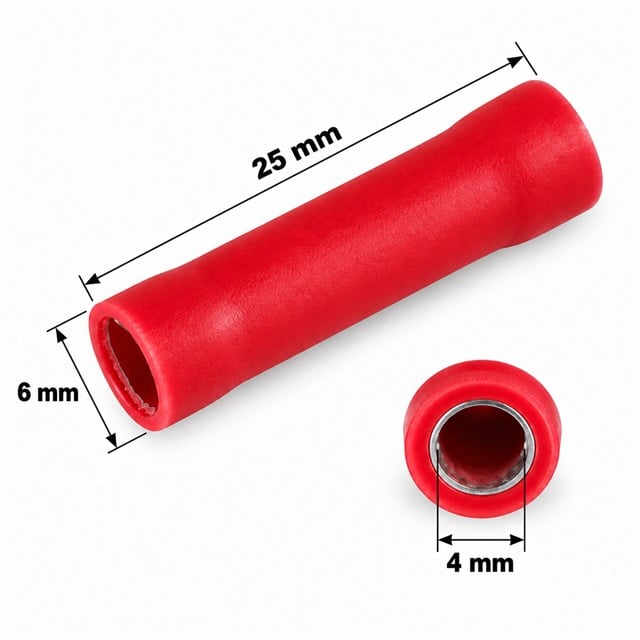 PowerMaster PM-39055 0,5-1,5mm2 Kesit 25x6x4mm Soket Kırmızı İzoleli Kablo Pabucu (100’lü Paket)