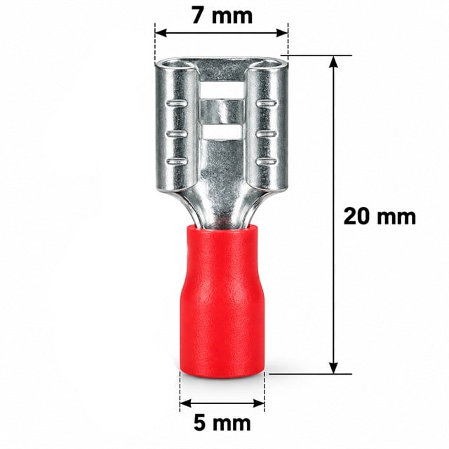 PowerMaster PM-39067 0,5-1,5mm2 Kesit 20x7x5mm Soket Kırmızı İzoleli Kablo Pabucu (100’lü Paket)