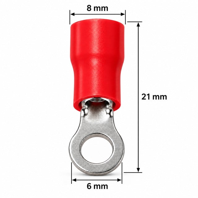 PowerMaster PM-39069 0,5-1,5mm2 Kesit 21x8x6mm Soket Kırmızı İzoleli Kablo Pabucu (100’lü Paket)