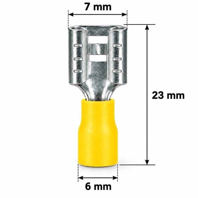 PowerMaster PM-39077 4-6mm2 Kesit 23x7x6mm Soket Sarı İzoleli Kablo Pabucu (100’lü Paket)