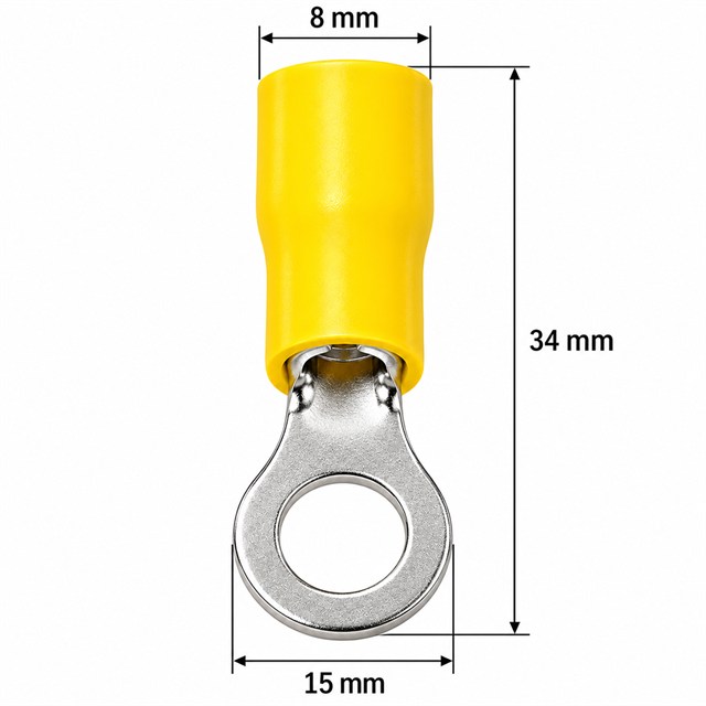 PowerMaster PM-39078 4-6mm2 Kesit 34x15x8mm Soket Sarı İzoleli Kablo Pabucu (100’lü Paket)