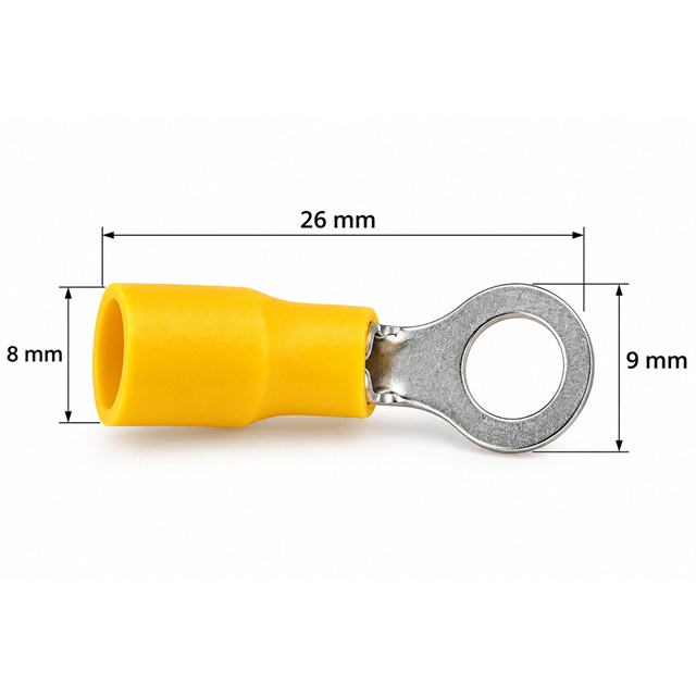 PowerMaster PM-39080 4-6mm2 Kesit 26x8x9mm Soket Sarı İzoleli Kablo Pabucu (100’lü Paket)
