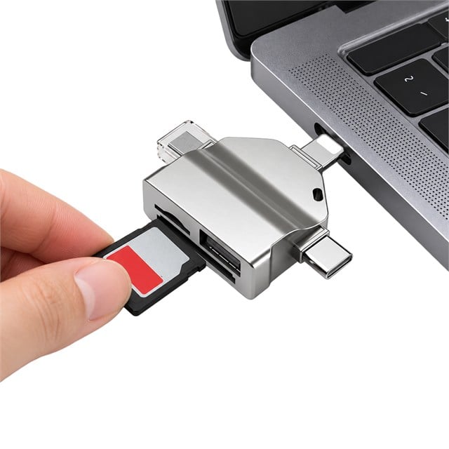 PowerMaster PM-39093 USB A USB C Lightning 3’Ü 1 Arada SD MicroSD Otg Kart Okuyucu