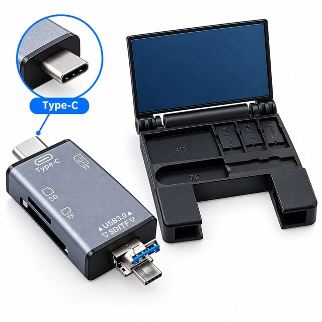 Powermaster PM-39094 7in1 Çok Fonksiyonlu USB 3.0 Type-C Lightning SD/TF Kart Okuyucu Adaptör