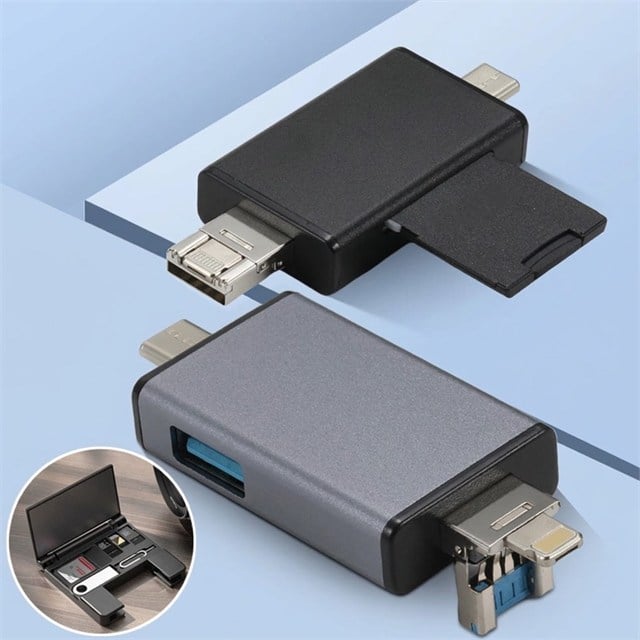 Powermaster PM-39094 7in1 Çok Fonksiyonlu USB 3.0 Type-C Lightning SD/TF Kart Okuyucu Adaptör