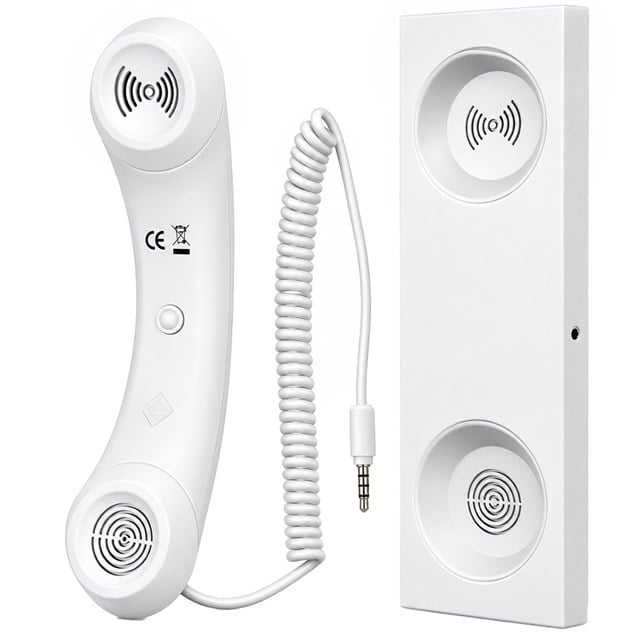 PowerMaster PM-39122 Retro-Nostaljik 3.5mm Girişli Beyaz Telefon Ahizesi