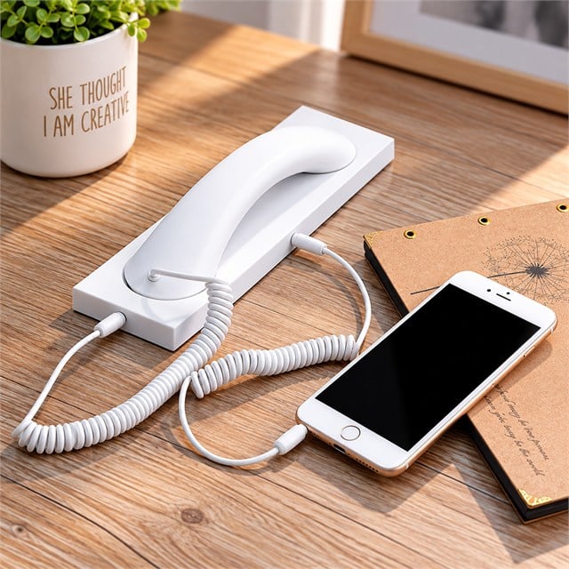 PowerMaster PM-39122 Retro-Nostaljik 3.5mm Girişli Beyaz Telefon Ahizesi