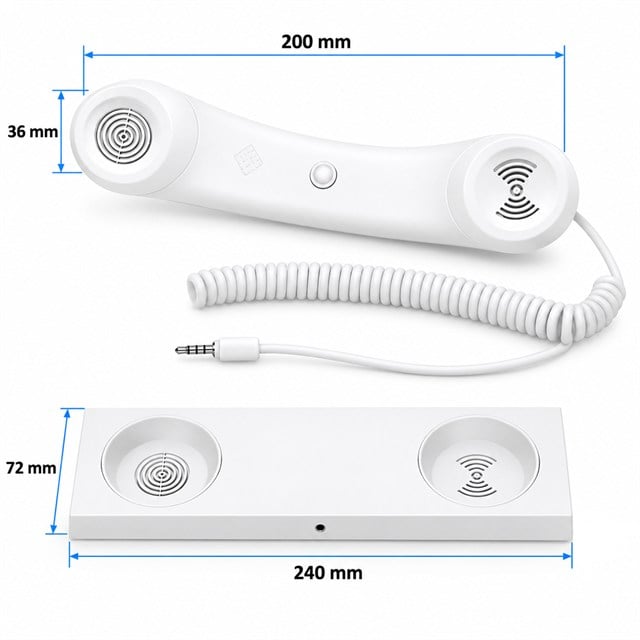 PowerMaster PM-39122 Retro-Nostaljik 3.5mm Girişli Beyaz Telefon Ahizesi