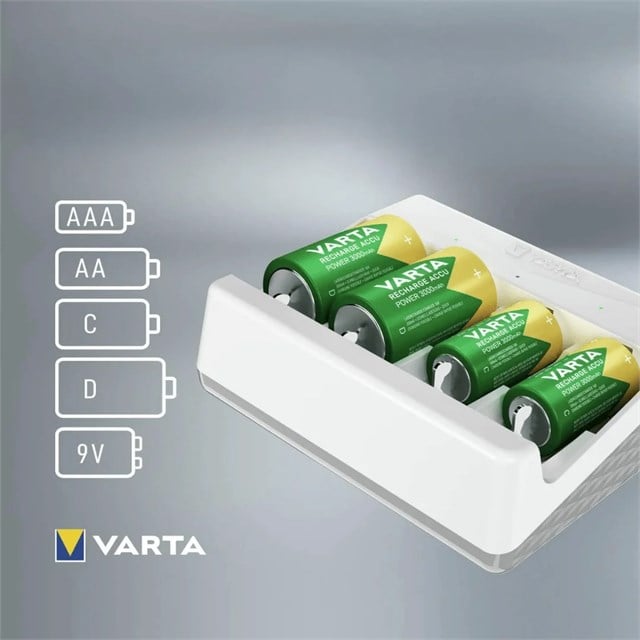 Varta 57658 Universal Charger Type-C USB Çoklu 5’li Pil Şarj Cihazı (AA / AAA / C / D / 9V)