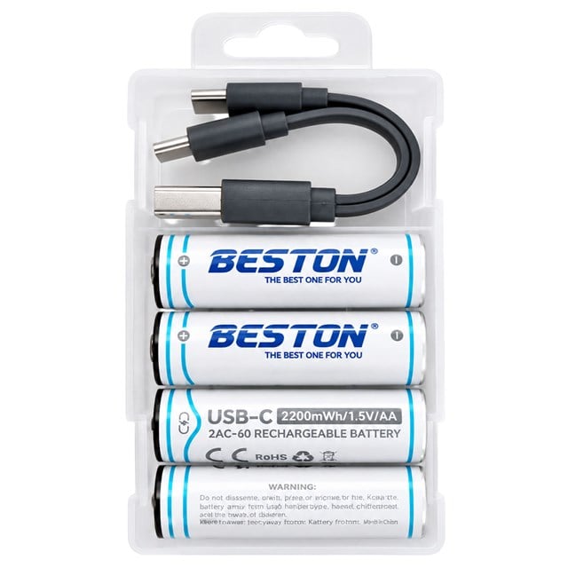 Beston 2AC-60 AA 1.5V 2200mWh Type-C Şarj Edilebilir 4’lü Li-Ion Lityum Kalem Pil Seti