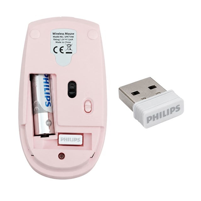 Philips SPK7398P 1600 DPI Sessiz Tıklama Pembe Kablosuz Ofis Mouse