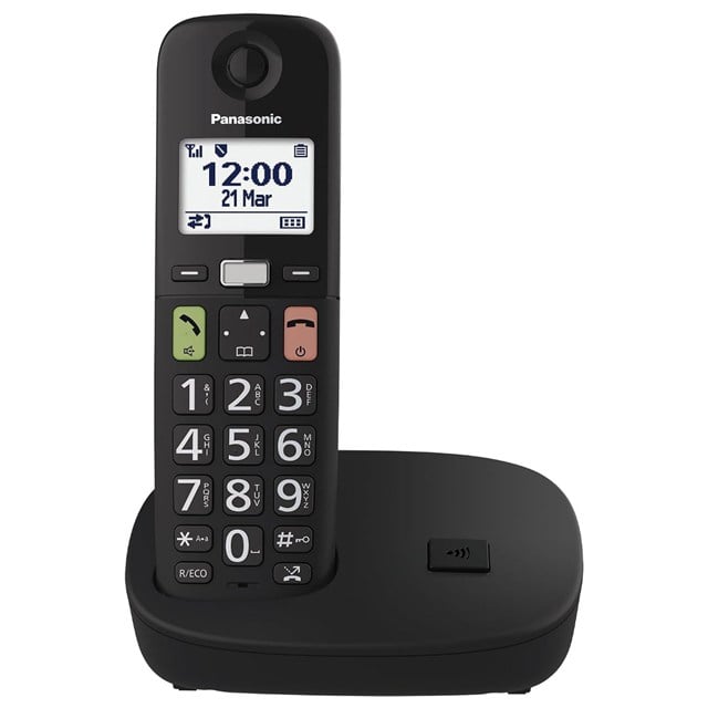 Panasonic KX-TGU110 Siyah Büyük Telsiz Dect Ev ve Ofis Telefonu Ergonomik Büyük Tuşlu