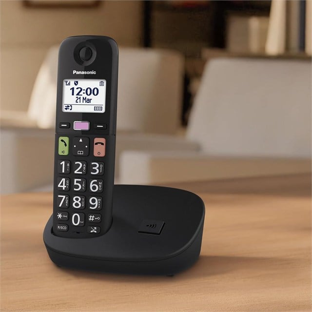 Panasonic KX-TGU110 Siyah Büyük Telsiz Dect Ev ve Ofis Telefonu Ergonomik Büyük Tuşlu