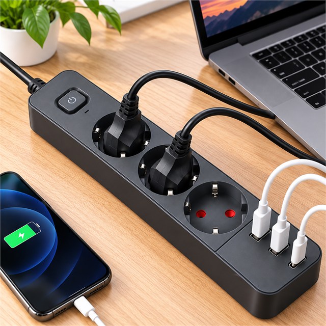 S-Link SPG03U 2 Usb + 1 Type C 5V2.4A 3X1.0mm Bakır 1.5M Kablo 750 Joule 3’lü Anahtarlı Siyah Akım Korumalı Priz