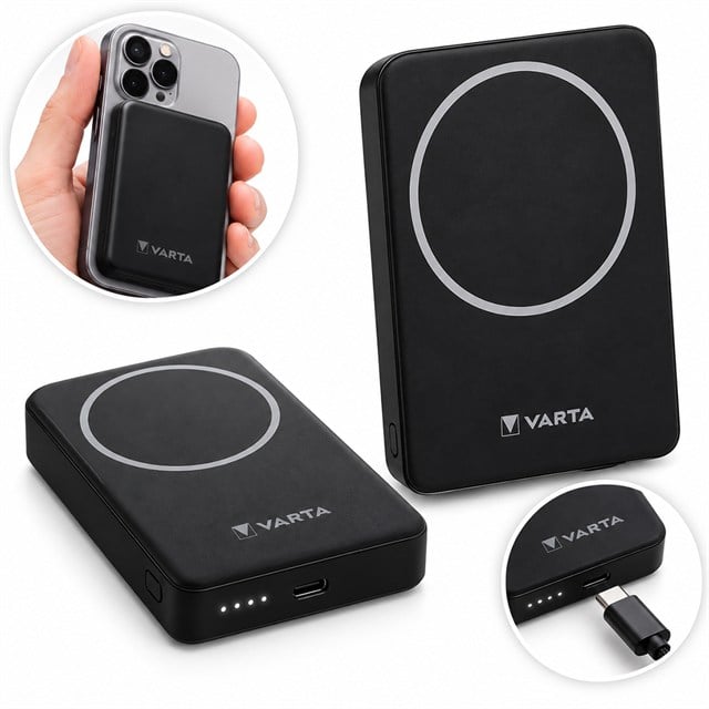 Varta 57903 Mag Pro MagSafe 5.000mAh Siyah Manyetik Kablosuz Powerbank