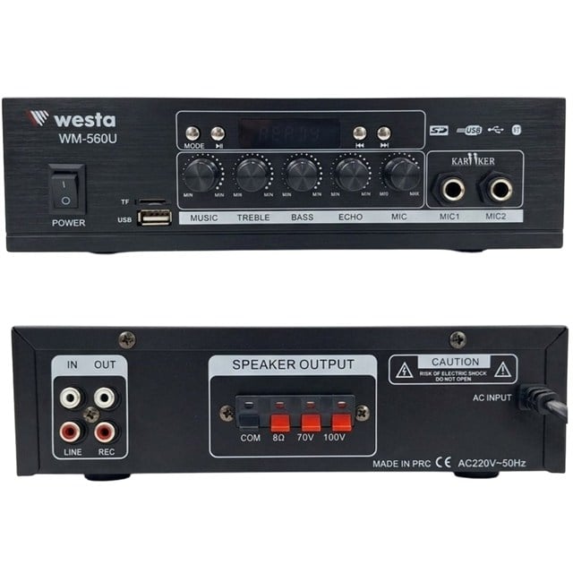Westa WM-560U Hat Trafolu USB - SD - Bluetooth Destekli Mini Mixer Amfi