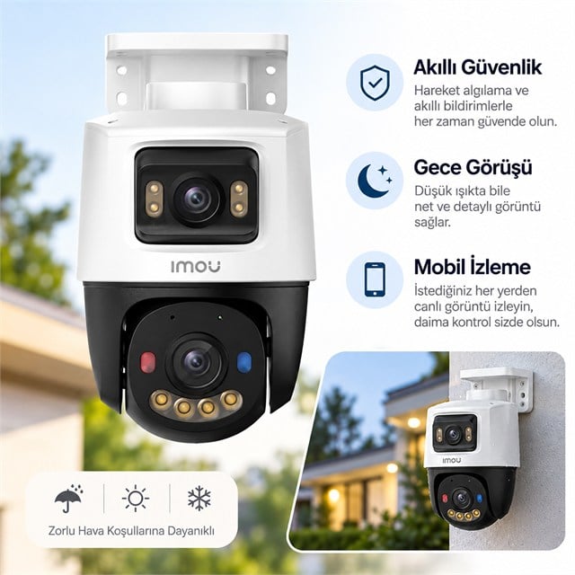 Imou Ipc PS70FP 8M0 Cruiser Dual 8MP Çift Lens Poe Renkli Gece Görüşlü Dış Mekan IP PT Kamera