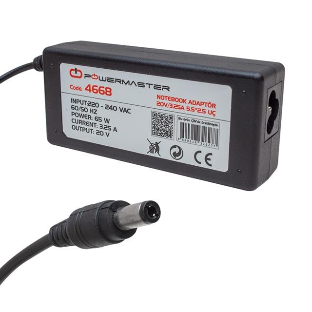 Powermaster PM-4668 20 Volt - 3.25 Amper 5.5*2.5 Mm Uçlu Adaptör (Lenovo Ibm Notebook)
