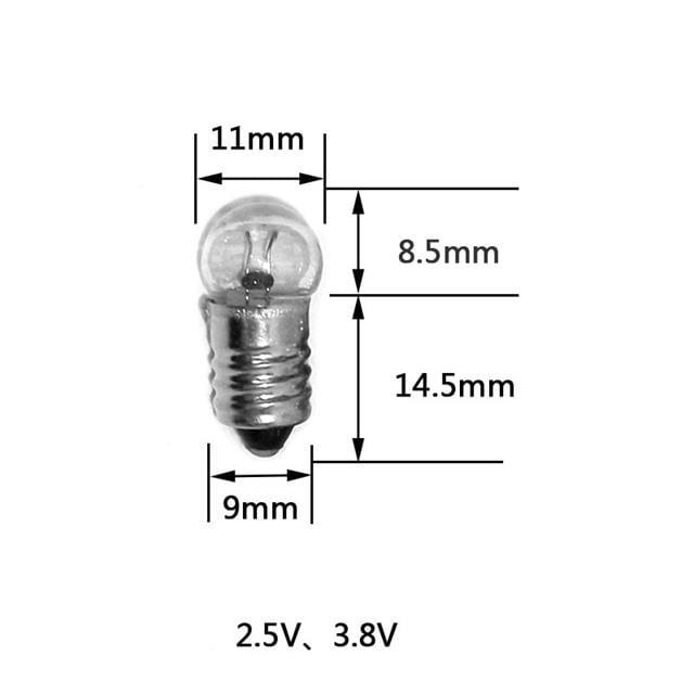 Powermaster PM-4817 Mini Fener Cam Ampul 2.5V Vidalı E10 Duy (50’li Paket)