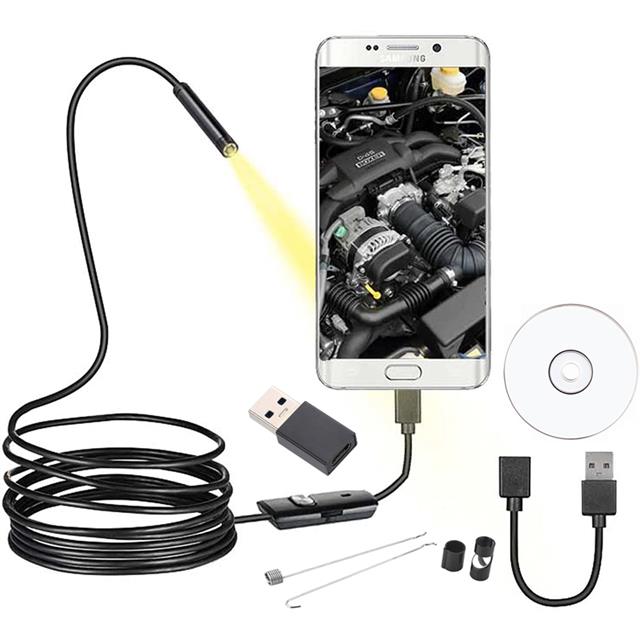 Powermaster 3in1 Micro Usb+Type C+Pc 8 Mm Işıklı 5 Metre Endeskop Yılan Kamera