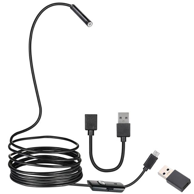 Powermaster 3in1 Micro Usb+Type C+Pc 8 Mm Işıklı 5 Metre Endeskop Yılan Kamera