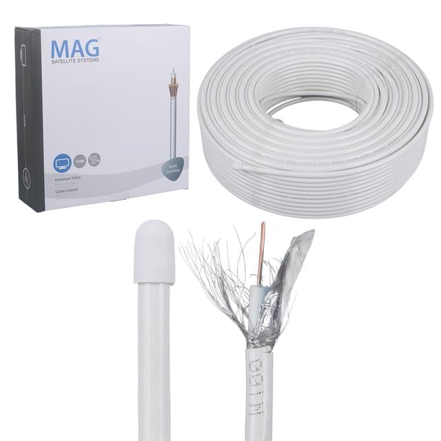Mag RG6-U4 Bakır SAT1 Anten Kablosu 100 Mt