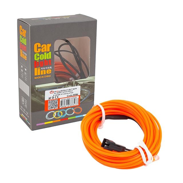 PowerMaster PM-6084 5 Metre 12 Volt Çakmak Fişli Adaptörlü Neon Oranj Şerit Aydınlatma